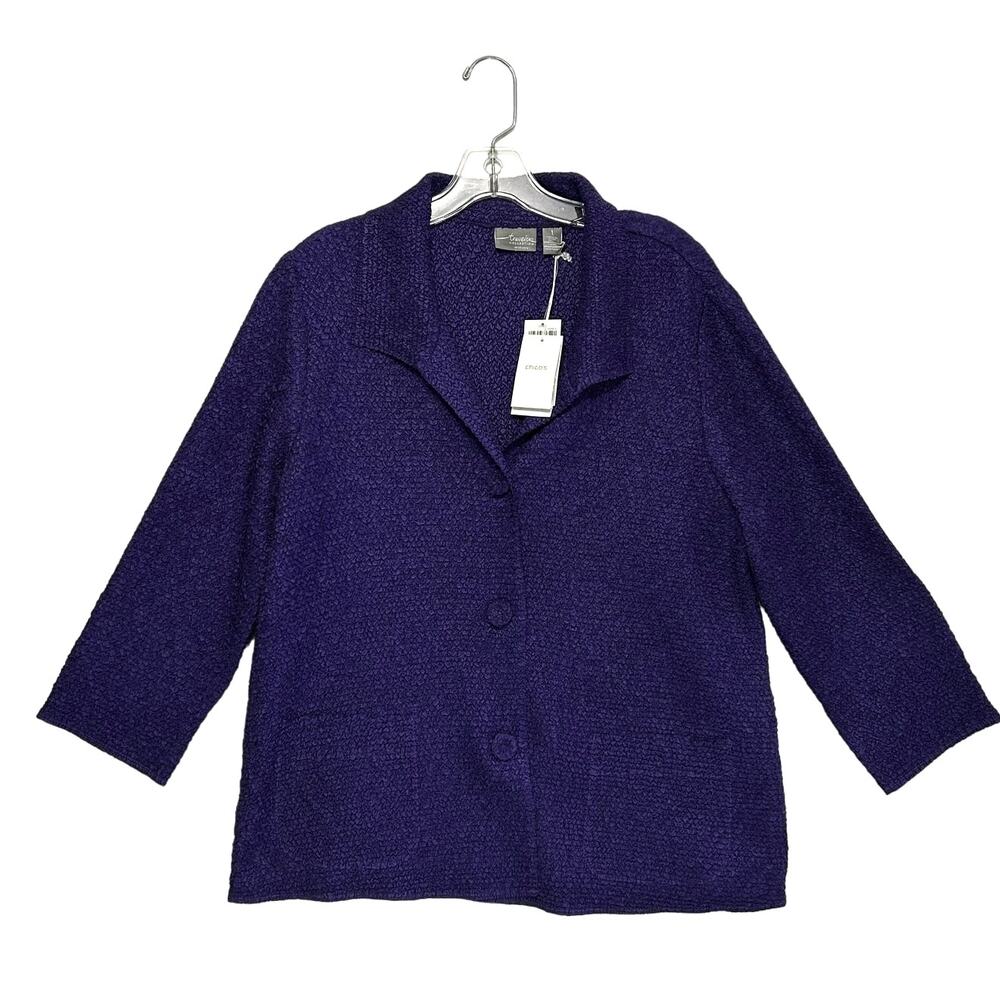 Chico's Travelers Crushed Whitley Jacket NWT Women's Sz 1 (M) Aubergine Purple